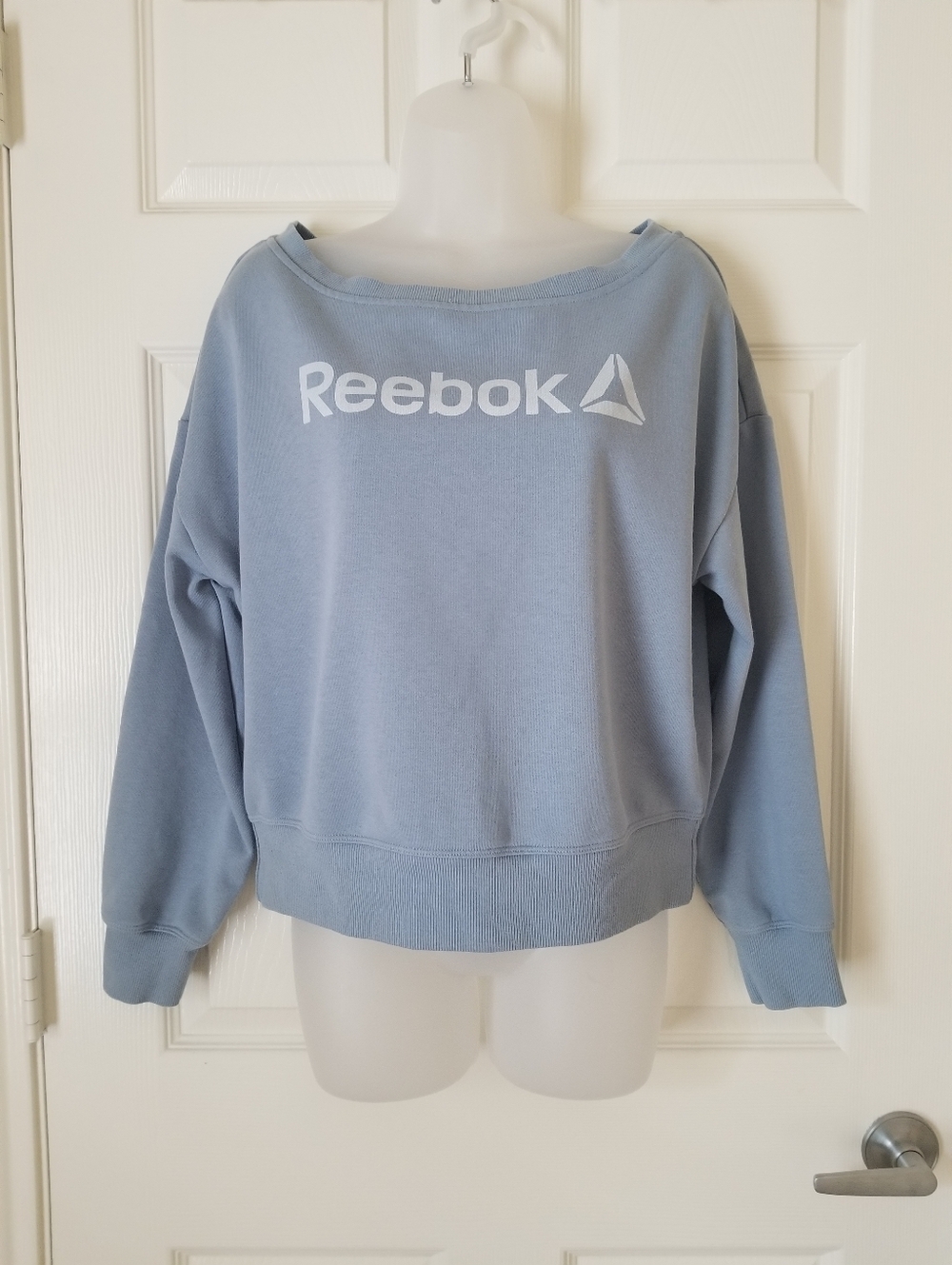 Reebok Blue Wide Neck Off-the-shoulder Sweatshirt Women/Girls size XS